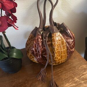 CHI by Falchi Crocodile embossed 100% leather boho handbag. EXCELLENT condition